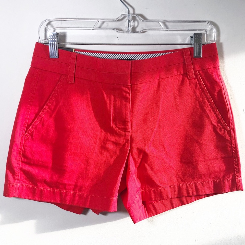 J Crew Chino Shorts bright red classic  Sz 0 New!